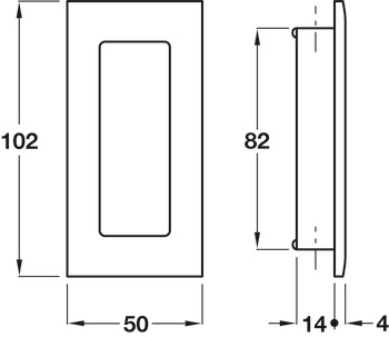 Flush Pull Handle 102x50mm Brass PCP - view 2