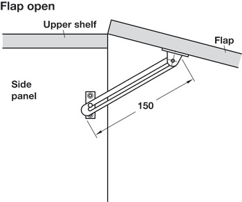 Lid Stay 150mm RH w Guide Slot SNP - view 4