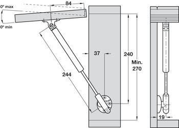Lid Stay Automatic Opening 244mm 80N - view 3