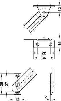 Lid Stay 150mm RH w Guide Slot SNP - view 2