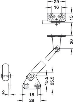 Lid Stay Firmatop 250mm Sprung Brass CP - view 3