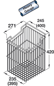Laundry Basket Angled Chrome 23.5Lts 300mm - view 2