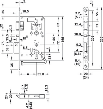 Dialock DT700/710 Mortice DL In Stainless Steel Black - view 2