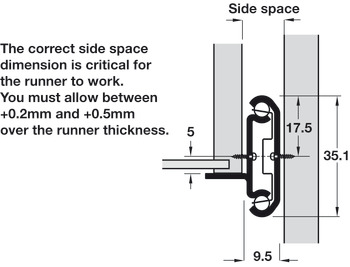2002 BB Drawer Runner 2-Way Sgl 35kg 305mm Bright Zinc Plated - view 4