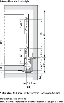 NPS Drawer Set w SC 70kg 186/500mm Stn - view 5