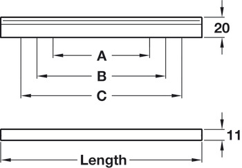 Angle Pull Handle Aluminium PC 96/128/160mm Fixing Centres - view 4