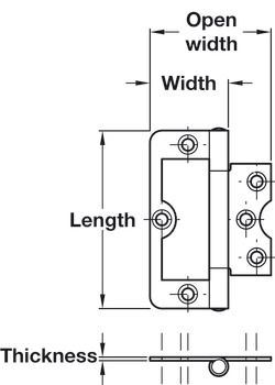 105 Flush Hinge Rad 75x33mm Steel PC - view 2