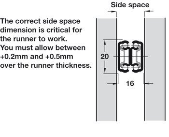 2431 BB Side Drawer Runner Sgl 20kg 350mm Bright Zinc Plated - view 4