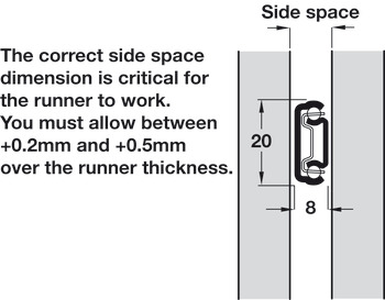 2421 BB Side Drawer Runner Sgl 15kg 250mm Bright Zinc Plated - view 3