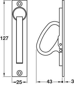 Edge Flush Pull Handle 127x25mm Brass AB - view 2