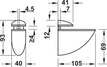 Shelf Clamp Support 4-23mm Screw Zinc Alloy PCP - view 3