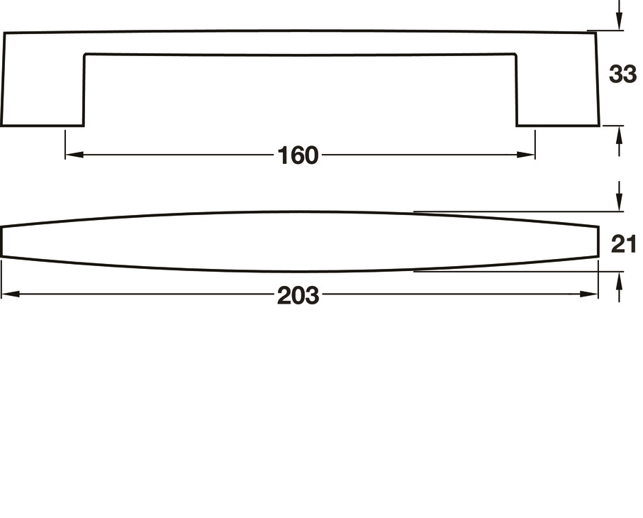 Tapered D Handle Aluminium Bru Nickel 160mm Fixing Centres x20 - view 2