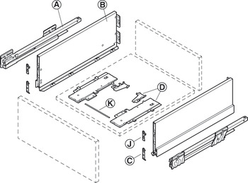 NPS Drawer Set w SC 70kg 186/500mm Stn - view 4