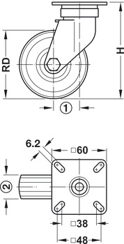 D50mm Castor Fixed without Brake Plastic Galvanised - view 3