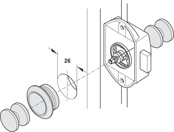 Push Lock Knob D23x19mm Plastic PCP - view 5