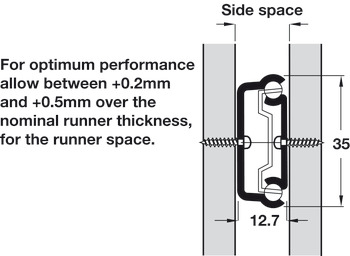 2132 BB Drawer Runner Sgl 33kg 550mm Bright Zinc Plated - view 5
