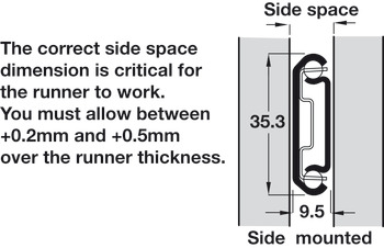 2026 BB Drawer Runner 2-Way Sgl 40kg 500mm Bright Zinc Plated - view 5