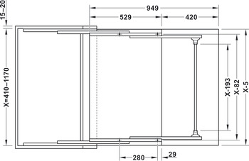 LUNCH PO Table Fitting 60kg 1200mm Steel/Anodised - view 5