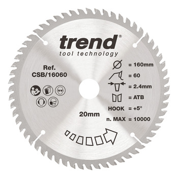 Trend Sawblade WD 60T 2.4K D160/20x1.6 000.00.503