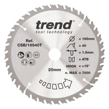 Trend Sawblade WD 40T 1.5K D165/20x1.0 000.00.508