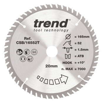 Trend Sawblade WD 52T 1.5K D165/20x1.0 000.00.512