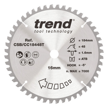 Trend Sawblade WDCC 48T 1.6K D184/16x1.0 000.00.539