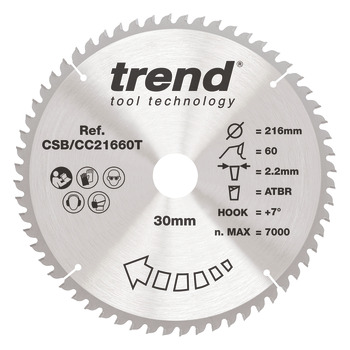 Trend Sawblade WDCC 60T 2.2K D216/30x1.6 000.00.545