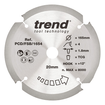 Trend Sawblade PCD 4T 1.8K D165/20x1.4 000.00.552
