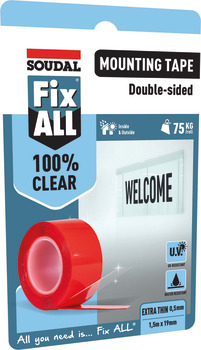 Soudal FixAll Mount Tape 19mm 100% Clr 003.50.721