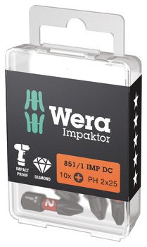 Wera Impaktor Drive Bits 25mm PH2 x10 006.40.420