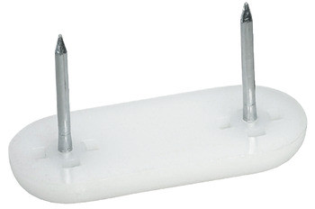 Pin Type Glide 44x18mm w 2 Nails Plastic Wht