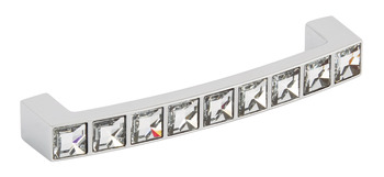 Crystal D Pull Handle Zinc Alloy Polished Chrome 96mm Fixing Centres