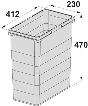 One2Five+Seven Bin 230x412x560mm Dk Grey