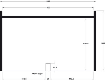 Base Unit Liner Dbl 863x494mm Matte Aluminium