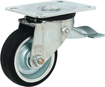 D125mm Castor Swivel with Brake Plastic Galvanised